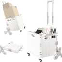 Collapsible Rolling Crate for Stair Climbing : Rolling Cart for Shopping Teacher Laundry (Milky White)