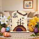 Empty Tomb Easter Scene and Christian Cross Decoration Wooden Easter Resurrection Scene Jesus Resurrection Scene for Religious for Display Home Office Tabletop Tray, Church, Shelf Decor