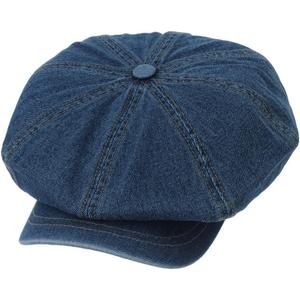 WITHMOONS Denim Cotton Newsboy Hat Baker Boy Beret Flat Cap KR3613 (Medium, Darkblue)
