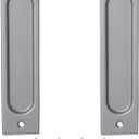 Recessed Finger Flush Pulls, Pocket Doors Pull Handle for Barn Doors, Cabinets Kitchen Drawers, Rectangular Aluminum Door Pull Easy InstallationGray 2 Pack