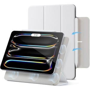 ESR for iPad Pro 13 Inch Case (M5/M4) 2025/2024, Powerful Magnetic Attachment, Slim Trifold Stand Case, Supports Pencil Pro & Pencil(USB-C), Auto Wake/Sleep, Rebound Series, Brilliant White