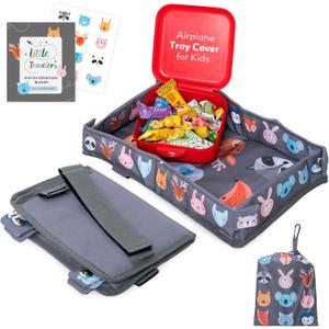 Little Traveler Airplane Tray Table Cover Universal Fit & Easy Setup Airplane Tray Cover Kids - Use in Buses, Trains, High Chairs I Plane Travel Essentials for Kids 1-5 Years, Gray
