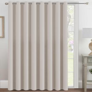 H.VERSAILTEX Blackout Patio Curtains 100 x 96 Inches for Sliding Door Extral Wide Blackout Curtain Panels Thermal Insulated Room Divider - Grommet Top, 8' Tall by 8.5' Wide - Natural