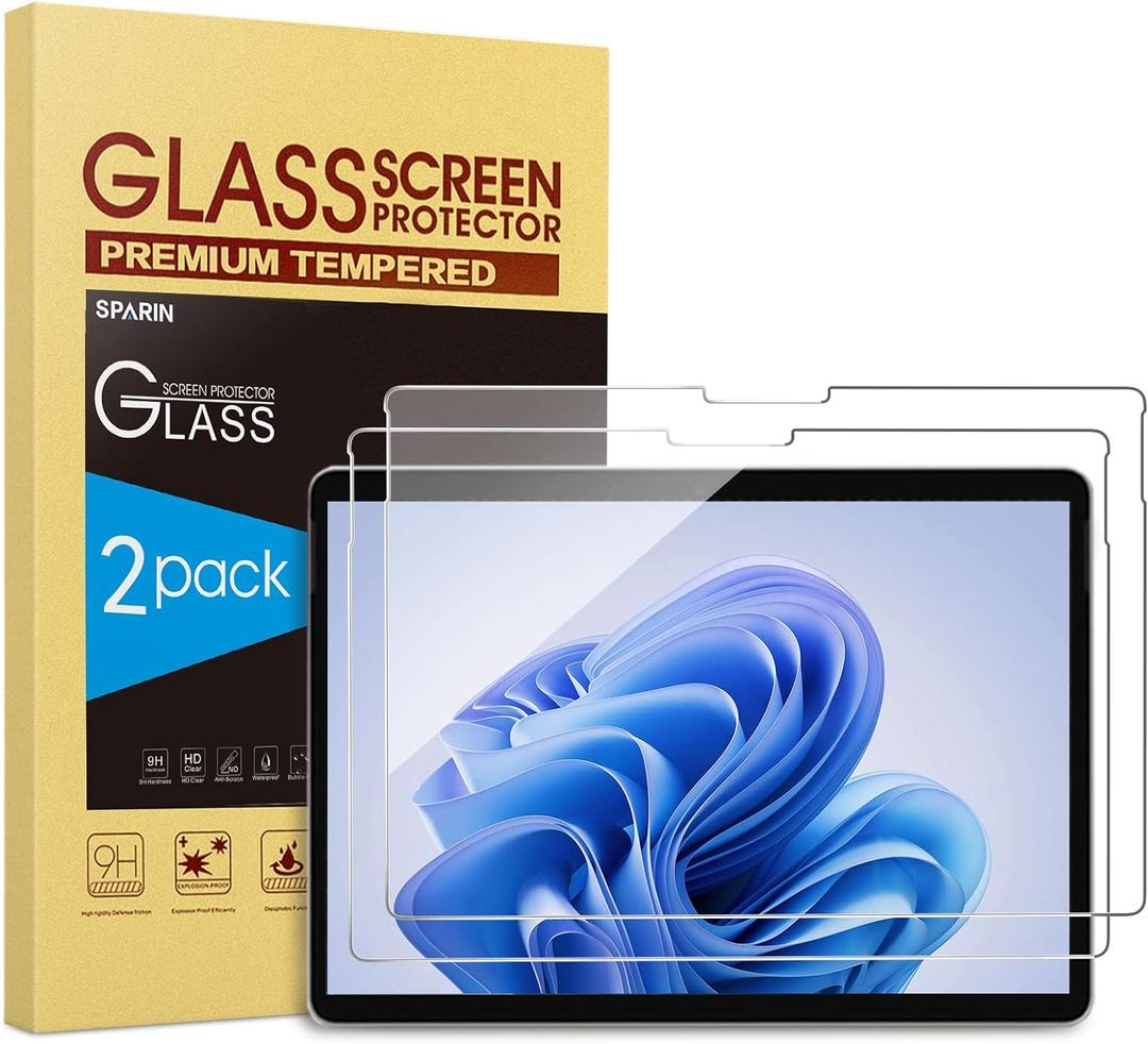 SPARIN [2 Pack] Screen Protector for Surface Pro 11 2024/Microsoft Surface Pro 9/Surface Pro 10/Surface Pro 8/Surface Pro X, [13 inch], 9H Tempered Glass/Support Surface Pen
