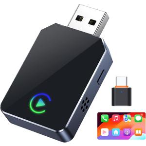 SPIRITIME Wireless CarPlay Adapter for iPhone, 2026 Upgraded 2-in-1 Android Auto CarPlay Wireless Adapter, Convert Wired to Wireless, Fast & Stable, Plug & Play (Space Gray)
