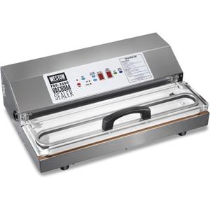 Weston Brands Vacuum Sealer Machine for Food Preservation & Sous Vide, Extra-Wide Bar for Sealing Bags up to 15" Wide, 935 Watts, Commercial Grade Pro 3000, Programmable LED Controls, Stainless Steel