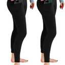 Leafigure 2 Pack Leggings with Pockets for Women, High Waisted Soft Leggings for Yoga Gym S-M