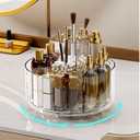 LINFIDITE 360 Rotating Makeup Organizer Clear Cosmetic Storage Holder Tray with 6 Compartment Makeup Brush Lip Gloss Organizer Case for Bathroom Cabinet Vanity Desktop
