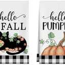 Pack of 3, XCHI Fall Cute Black Cat Pumpkin Plaid Autumn Harvest Dish Towels 18x26 Inch Hand Kitchen Towels Dishcloth Home Decorations Set of 2