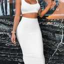 GOBLES Women's Sexy Summer Outfits Bodycon Tank Top Midi Skirt 2 Piece Dress