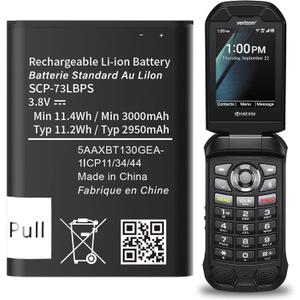 3000mAh SCP-73LBPS Battery, [  ] High Capacity Replacement Battery for Kyocera DuraXV Extreme E4810 Verizon Flip Phone SCP73LBPS 3.8V/11.4Wh