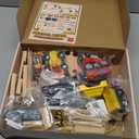 Lehoo Castle 68PCS Wooden Train Set - Toy Train Set for Toddlers 2-4, Wooden Train Track for Kids w/Crane, Railway Playset for 3 Year Old Boys Girls Birthday Gift