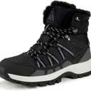 Mishansha Women's Winter Snow Boots Waterproof Warm Fur Lined Ankle Hiking Boot Non-Slip Outdoor Cold Weather Shoes (8, Black-0199)
