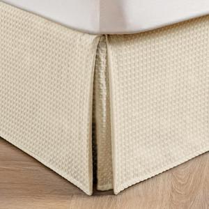 MIYE Pleated Waffle Weave Bed Skirt, Tailored Dust Ruffle 16 Inch Drop Easy Fit, Machine Washable,No Split Corners (Light Beige, King - 16" Drop)