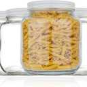 kitchentoolz Half Gallon Mason Jar Wide Mouth with Airtight Metal Lid - Safe for Fermenting Kombucha Kefir - Curing Pickling, Storing and Canning - BPA-Free Dishwasher Safe (White Lid, 4)