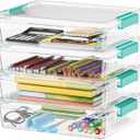 SpaceAid 6 Qt Plastic Storage Bins with Lids, Clear Sensory Bin Craft Organizers and Storage, Stackable Art Containers for Home, Office and School Supplies, 4 pack