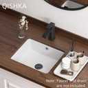 Rectangular Undermount Bathroom Sink, QISHKA 16" x 13.5" Ceramic Undercounter Vanity Sink White Porcelain Vessel Sink, Rectangle Wash Basin with Overflow for Restroom, 16" x 13.5" x 7.3"