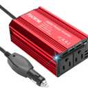 400W Power Inverter, FSATBTNE DC 12V to 110V AC Car Plug Adapter Outlet Converter with [65W PD USB-C] & [18W QC USB-A] Fast Charging Ports and 2 AC Outlets Car Power Inverters for Vehicles (Red)