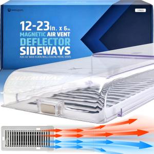 Powerful Magnetic Air Vent Deflector Sideways (Side Extender) - 3 Strong Neodymium Magnets (Upgraded Design) - Fits 3"-6" Wide Floor/Wall/Ceiling Registers, Adjustable from 12 to 23 | Patent Pending