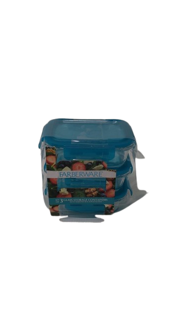 FARBERWARE SET OF 3 GLASS STORAGE CONTAINERS