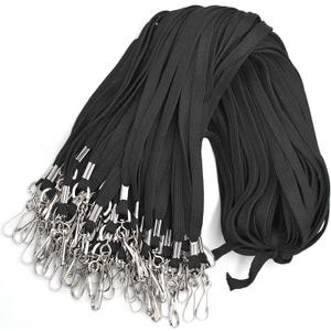 Bird Fiy Lanyard 100 Pack Bulk Badge Lanyards for ID Badges Neck Cruise Name Tag ID Holder (Black)