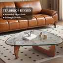Modern Glass Coffee Table for Living Room, Mid Century Coffee Table, Small Coffee Tables, Suitable for Bedroom Living Room Reception Office Tables (Walnut/Transparent, Medium), Medium 35.8 * 25.5 * 16in