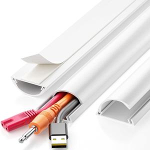 Delamu 42.5'' TV Cord Hider Kit, Wall Mounted Cable Cover Hides 2-3 Wires, Paintable Cord Management Cover for Home Decoration, 1.57'' W X 0.59'' H, White (Large)