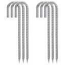 Rebar Stakes 12 Inch Galvanized, J Hook Rebar Stakes 6 Pack Ground Anchors for Tent Heavy Duty for Plants Anti-Rust Landscape Fabric Artificial Turf