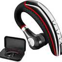 OPINAY Bluetooth Headset,Wireless v5.0 Business Bluetooth Earpiece in Ear Lightweight Sweatproof Earphones with Mic Work for Cell Phones for Office/Workout/Driving Red