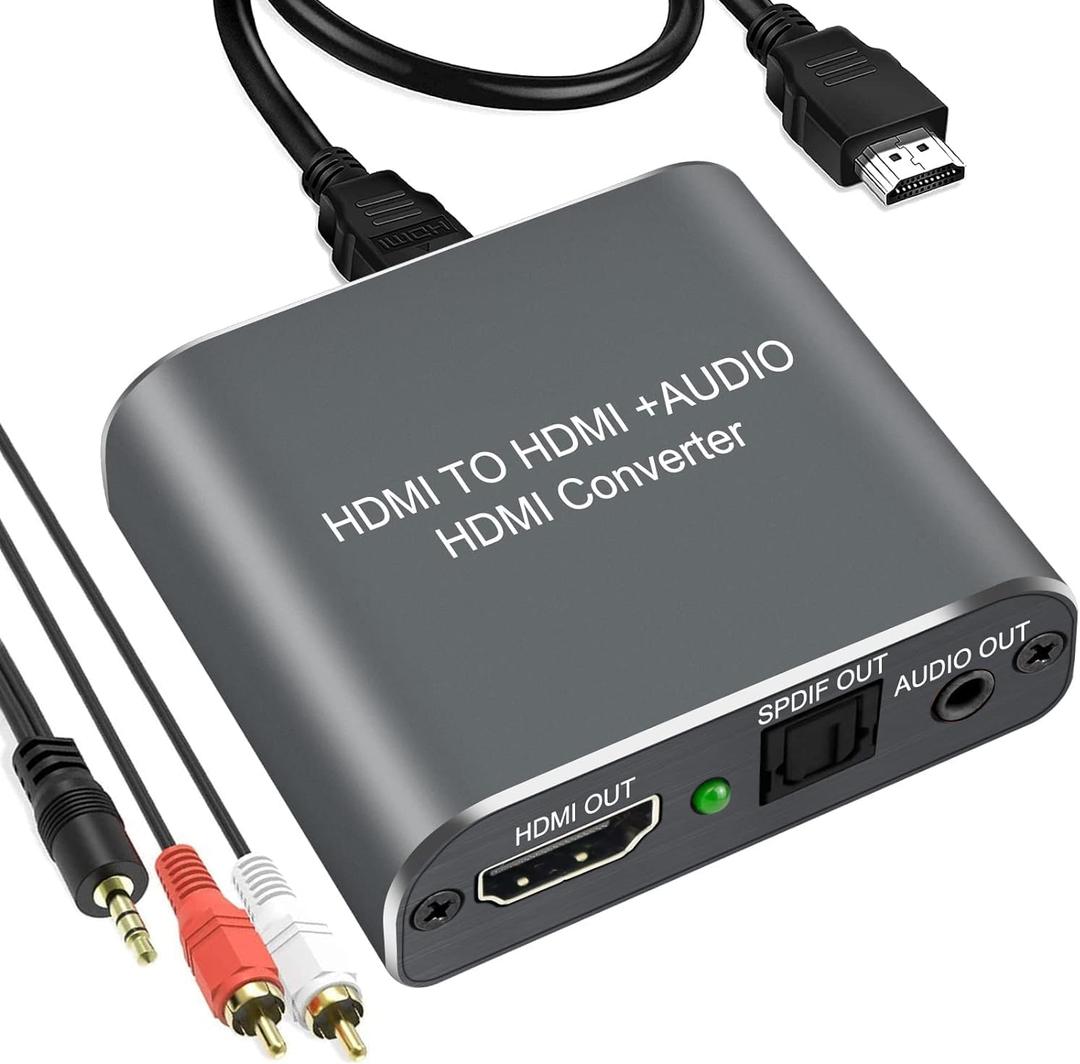 HDMI Audio Extractor 4K HDMI to Optical SPDIF 3.5mm AUX Jack Stereo Audio Adapter Converter Support HDCP1.4 3D Compatable for PS4/Roku/Bul-Ray(NOT Support ARC)