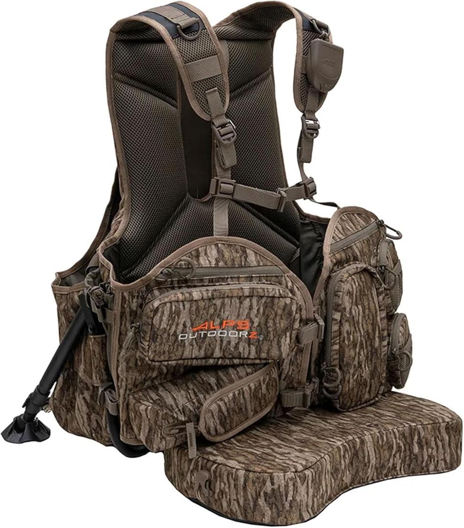 ALPS OutdoorZ Grand Slam Turkey Vest w/Memory Foam Seat, Sit Anywhere Removable Kickstand Frame - Outdoor Hunting Camo Gear (One Size, Mossy Oak Bottomland)