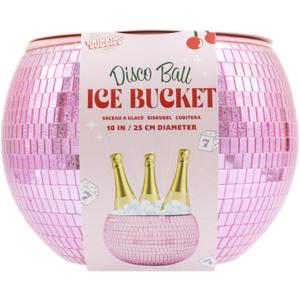 NPW Pink Disco Ball Ice Bucket  Holiday Christmas Party Decor & Bachelorette Gift, Disco Champagne Bucket for Girls Night