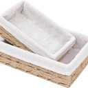 Small Wicker Baskets,Decorative Basket for Countertops tables Shelves Desk,Small Basket for Storing keys Remote Controls and Wallets in The Entryway, Set of 2, Beige