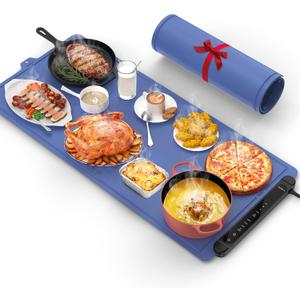 Warming Mat for Food Extra Large: 36"X16" Adjustable Silicone Food Warming Mat Heating Pad Food Warming Pad for Kitchen Counter Warming Trays for Buffets Party Hot Plates for Countertop Family Blue