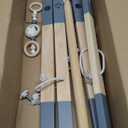 Wooden Foldable Baby Play Gym Frame Activity Hanging Bar With 5 Toys - Natural for Newborn (Grey)