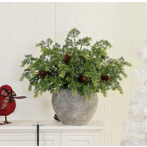 Christmas Cedar Pine Branches with Pine Cone Picks Soft Artificial Cypress Pine Pinecone Stems DIY Crafts Needles Faux Greenery Sprigs for Xmas Indoor Outdoor Home Winter Decor