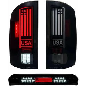 All-in-one LED Tail Light+3rd Brake Light for Dodge RAM 1500 2002-2006, RAM 2500 3500 2003-2006,Upgraded VersionRear Taillight Assembly.