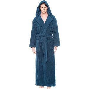 Arus Men's Hood'n Full Ankle Length Hooded Turkish Cotton Bathrobe (Medium)