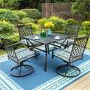 LVTXIII Patio Chair Cushions 19"x19"x3", Water-Repellent Outdoor Seat Cushions for Patio Furniture, Square Chair Pads with Ties for Home Garden Decoration, Set of 2, Delancey Lagoon