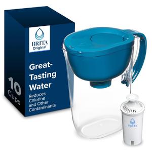 Brita Large Water Filter Pitcher for Tap and Drinking Water with SmartLight Change Indicator, Includes 1 Standard Filter, BPA-Free, Lasts 2 Months, 10-Cup Capacity, Teal