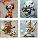 4 Pack Paint by Numbers Kit for Kids, Animals Color by Number Painting Kits for Kids Ages 8-12 Sports Paint by Numbers with Framed Canvas Children DIY Paints by Number Kits for Beginners 8x8 Inch