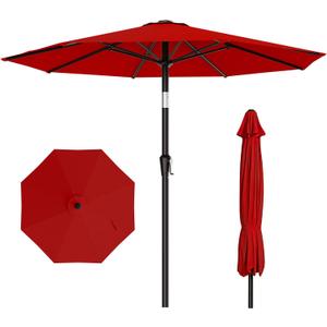 AreShark 10 FT Outdoor Patio Umbrella, Patio Table Umbrella with Push Button Tilt and Crank, Outdoor Patio Umbrellas with 8 Fiberglass Ribs, Patio Umbrellas for Market, Garden, Pool (Red)