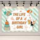 The Life of A Birthday Girl Decorations - 6*5 Ft Green Orange Showgirl Backdrop Music Themed Party Supplies for Girls Fans Bday Bachelorette Bridal Shower Background Photo Booth Props Decor