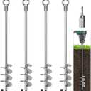 4 Pack 24 Inch Ground Anchors Screw in Heavy Duty Earth Anchor Stakes Kits Carbon Steel High Wind Trampoline Anchor 30MM Blade Spiral Tent Anchors for Sheds, Swing Set, Carport, Canopy, Fixed Boat