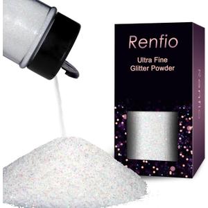 Renfio Iridescent Ultra Fine Glitter Powder Resin Supplies Glitters 1.94 Oz /55g PET Flake Crafts Sequins 1/128" Epoxy Chips for Christmas Decorations, Epoxy Resin, Snow Globe Tumblers - Dream Rainbow