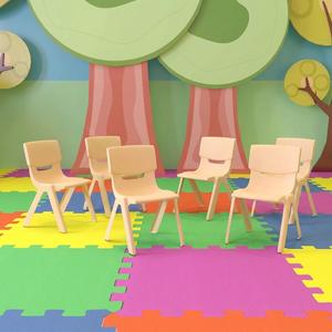Flash Furniture Whitney 6 Pack Natural Plastic Stackable School Chair with 10.5" Seat Height