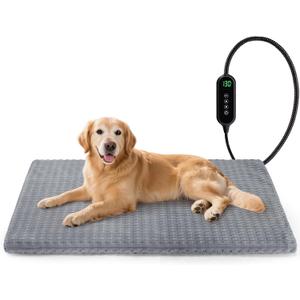 Cat Heating Pad, Waterproof Heated Cat Dog Bed with Adjustable Temperature & Timer, Electric Pet Mat for Indoor Cats Dogs, Chew Resistant Steel CordLarge : 35"x24" Gray