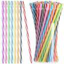 200 Pcs 9 Inch Reusable Hard Plastic Thick Drinking Straws Long Stripe Drinking Tumbler Mason Jars Straws for Valentine‘s Day 4th of July Summer Wedding Birthday Race Car Party(Colorful)