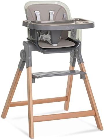 Evolur TinyThrone 2in1 Highchair in Fossil Gray, Baby High Chair Converts into Booster Seat & Adult Stool, Removable Tray and Easy to Clean