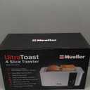 Mueller UltraToast Full Stainless Steel Toaster 4 Slice, Long Extra-Wide Slots for Bagels and Waffles, 6 Browning Levels, LED Display, Cancel/Defrost/Reheat Functions & Removable Tray, Kitchen Gadgets